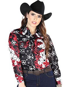 Camisa Vaquera De Mujer Color Burgundy 44078