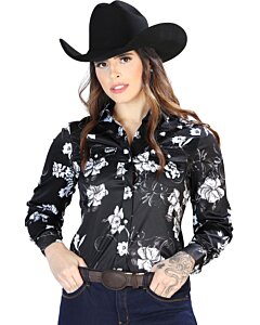Camisa Vaquera De Mujer 44110 Color Negro-Blanco