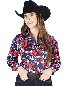Camisa Vaquera De Mujer Ladrillo-Rosas 44112
