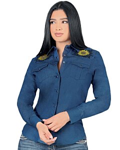 Blusa Vaquera Snap Button Girasol Lamasini 2323 Color Navy