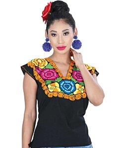 Blusa Bordada Artesanal Zinacantan 601404 Negra