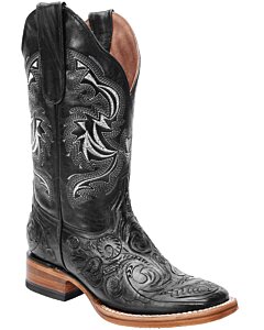 Botas Vaqueras Para Mujer Cinceladas Horma Rodeo Americana White Diamonds Boots 10-525 Color Negro