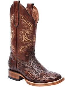 Botas Vaqueras Para Mujer Cinceladas Horma Rodeo Americana White Diamonds Boots 10-526 Color Café