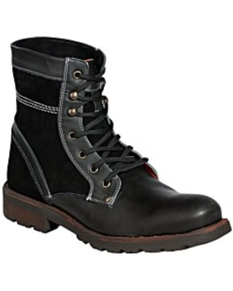 Botas Cortas Agujetas Para Hombre Lamasini 7601 Color Negro