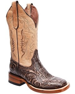 Botas Vaqueras Para Mujer Cinceladas Horma Rodeo Americana White Diamonds Boots 10-527 Miel