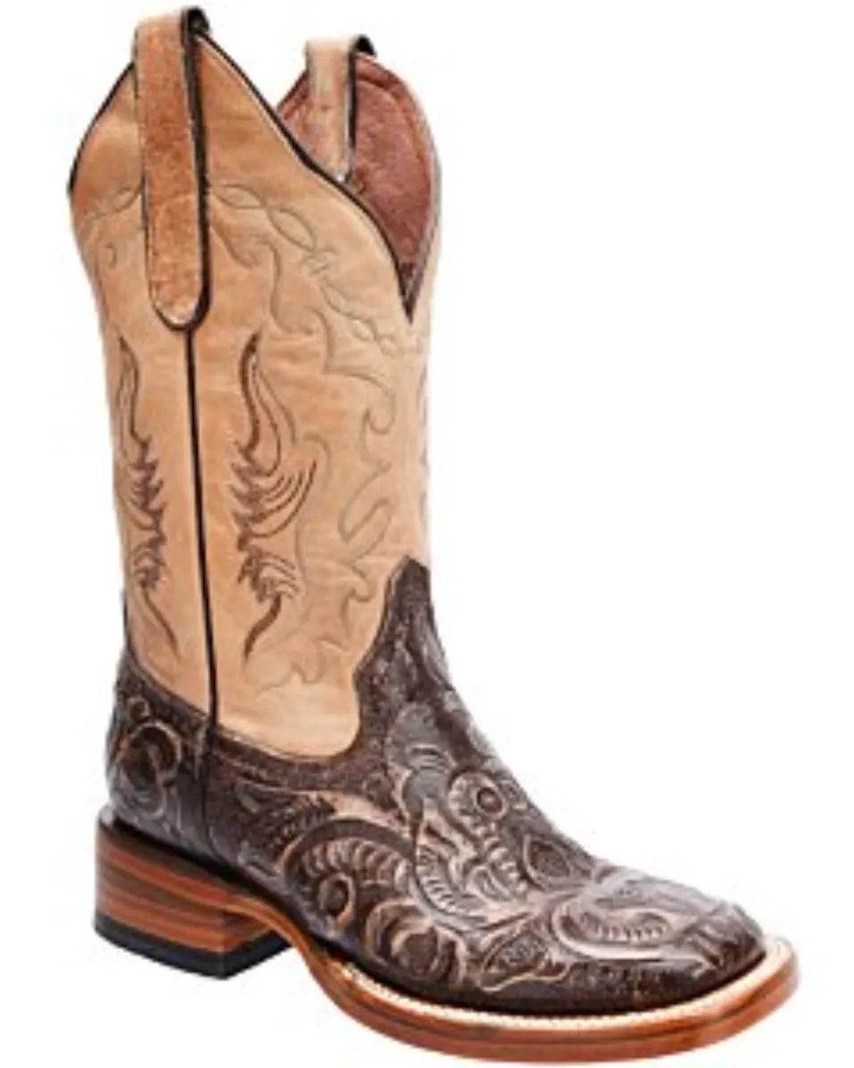 Botas Vaqueras Para Mujer Cinceladas Horma Rodeo Americana White Diamonds Boots 10-527 Miel
