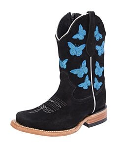 Botas Rodeo Negra Para Niña Mariposas Azules WD 11-388