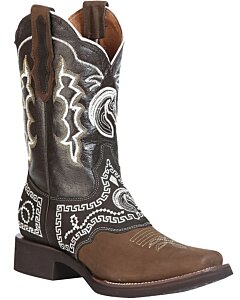 Botas Rodeo Antifaz Y Tubo Bordado Piel Nobuck Color Camel Con Antifaz Y tubo Café 51117