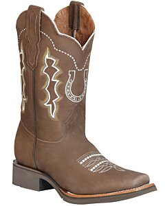 Botas Rodeo Bordado Herradura Piel Nobuck Color Camel 51116