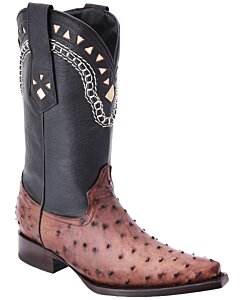 Bota Vaquera De Avestruz Horma 3X Color Nicotine WD 11-033