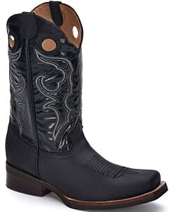Botas Vaqueras Chatas 100% Piel Color Negro