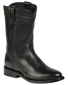 Montero RP-FL-1 men's black leather boots with oval toe and leather outsole, made in Mexico