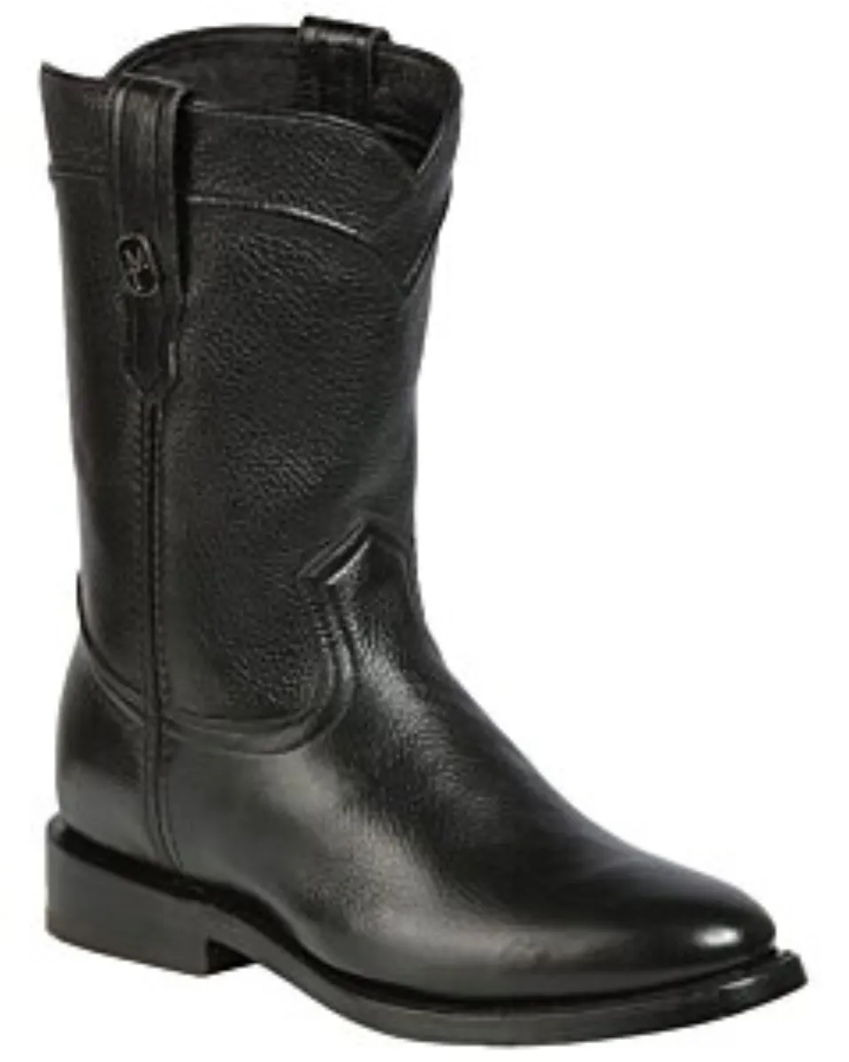 Botas Montero RP-FL-1 para hombre en piel negra con punta ovalada y suela de cuero, hechas en México