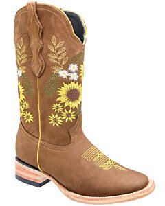Bota Vaquera De Mujer Rodeo Nobuck Girasoles WD 11-492
