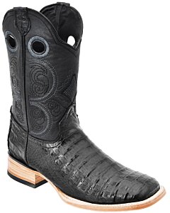 Botas Rodeo Piel Coco Belly Punta Cuadrada Color Negro WD 11-256
