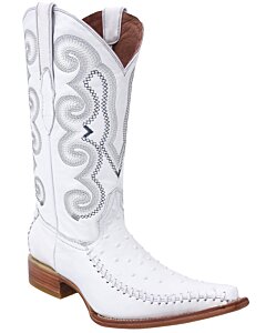 Botas Para Hombre Piel Grabada Avestruz Blancas WD 11-106