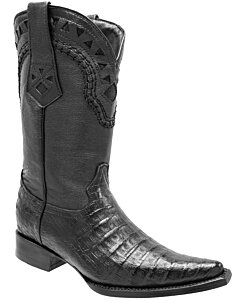 Bota vaquera White Diamond Boots 11-038, Color negro autentica piel Coco belly.