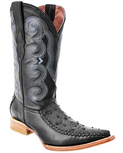 Botas Vaqueras Negras Piel Grabada Avestruz WD 11-107
