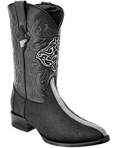 Botas Vaqueras Mantarraya Negra Perla Rayada WD 11-196