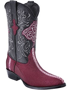 Botas Vaqueras Mantarraya Perla Completa Color Vino WD 11-192