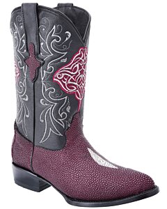 Botas Vaqueras Mantarraya Perla Sencilla Color Vino WD 11-195