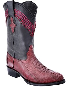 Botas Vaqueras Piel Pata De Avestruz Color Vino WD 11-217