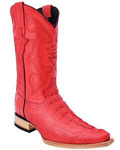 Botas Vaqueras Cowboy Rojas Grabado Caimán Cola WD 11-128