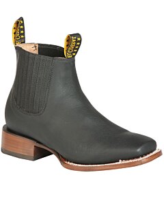 Botines Australiano Piel Cimarrón Color Negro Suela De Cuero