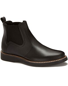 Botín De Piel Con Elásticos Laterales Para Hombre Color Negro