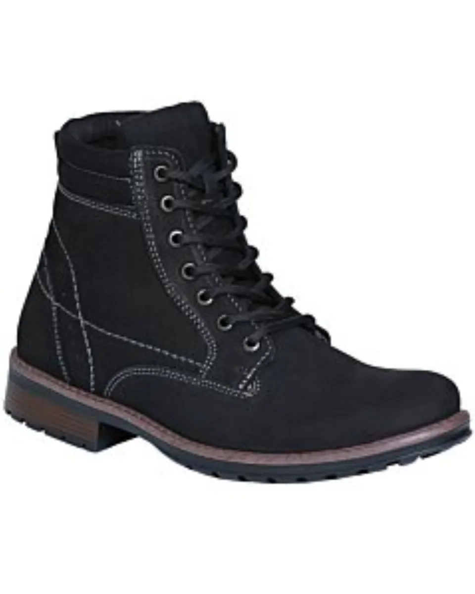 Botines Agujetas Gamuza Color Negro Para Hombre Lam 7502