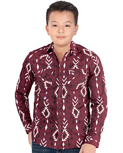 Camisa Vaquera Color Vino Para Niño Lamasini 0107