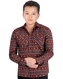 Camisa Moda Vaquera Para Niño Lam 0108 Color Vino