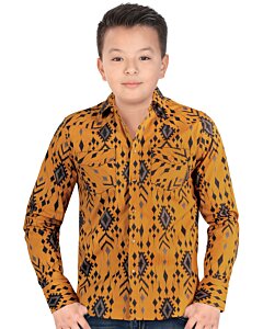 Camisa Vaquera Color Camel Para Niño Lamasini 0107