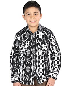 Boys' Black Western Shirt with Geometric Print – El General 44507
