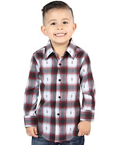 Boys' Black and Red Plaid Long Sleeve Western Shirt – El General 44735