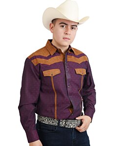 Camisa Vaquera De Lujo Vino WD Western 11-906