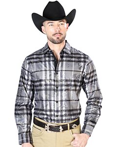 Camisa El Señor De Los Cielos Gris A Cuadros 43814 Con Líneas Oscuras