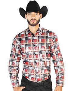 Camisa El Señor De Los Cielos Roja A Cuadros 43816 Con Grecas