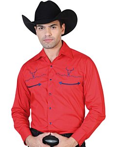 CAMISA VAQUERA BORDADA EL GENERAL 2019-104 COLOR ROJO