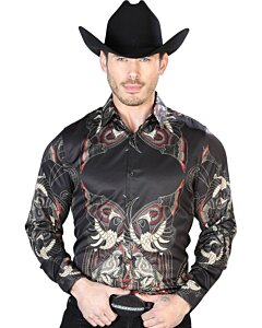 Camisa Negra Casual Estampada ESDLC 43669