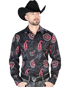 Camisa Casual Estampada ESDLC 43673 Color Negro-Rosa