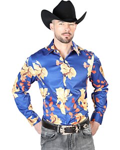 Camisa Casual Estampada ESDLC 43676 Color Azul