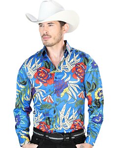 Camisa Casual Estampada ESDLC 43677 Color Azul Rey