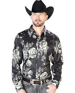 Camisa Negra Casual Estampado Flores ESDLC 43679