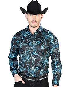 Camisa Casual ESDLC 43680 Color Negro-Acqua