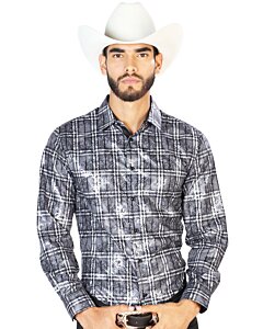 Camisa Casual A Cuadros El Señor De Los Cielos M/L 43789 Café-Blanco