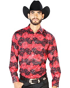 Camisa Casual Roja M/L El Señor De Los Cielos Estampada 43874