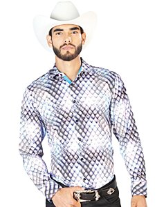 Camisa Blanca Con Estampado Geométrico Multicolor El Señor 126269