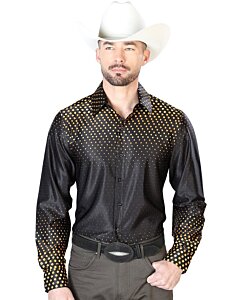 Camisa Negra Con Estampado Dorado De Hombre El Señor 43986