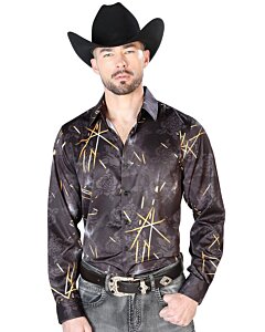 Camisa Negra Floreada De Hombre El Señor 43989